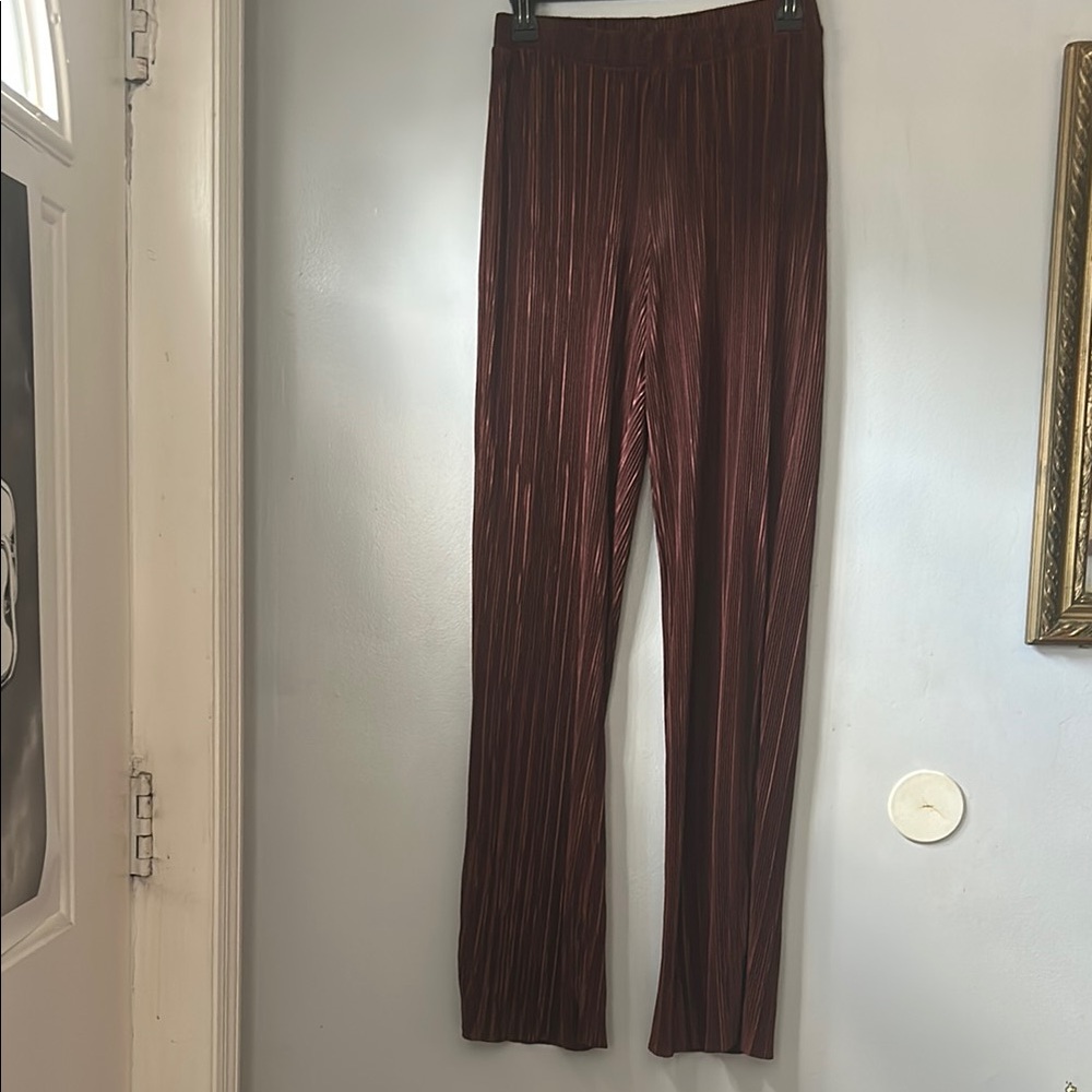 Brown Pleated Pants